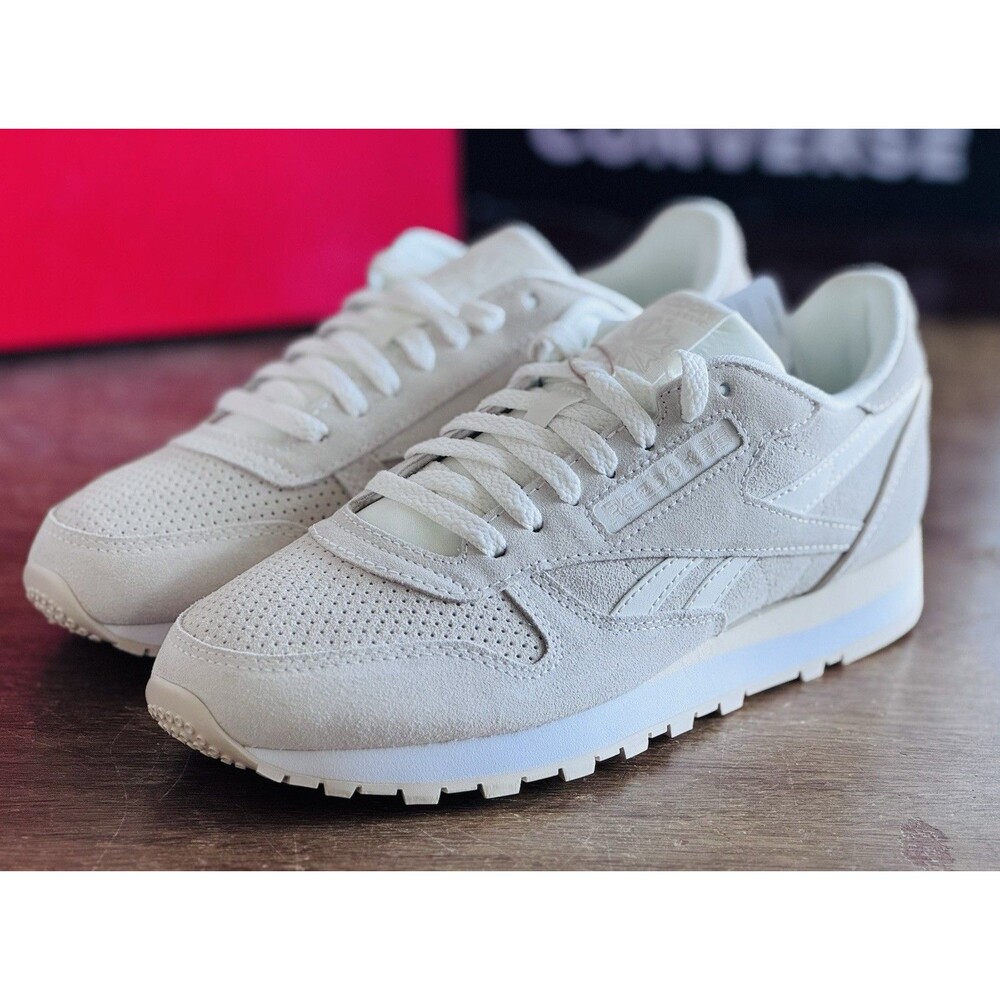 Men’s Size 8 Reebok Classic Leather Chalk Sand White 100209483 NIB